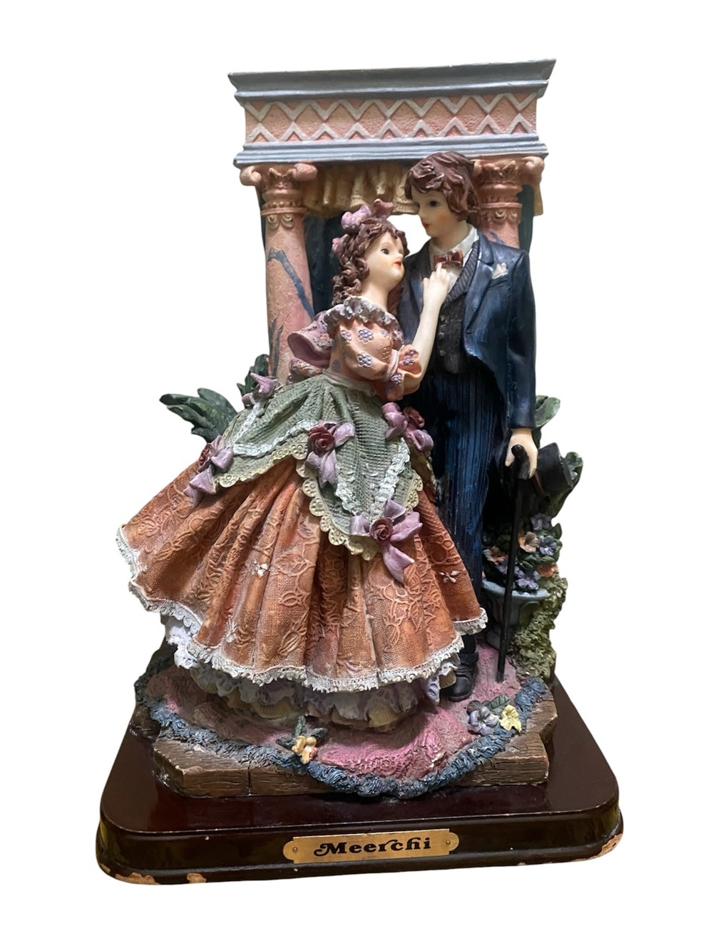 Rare Find Meerchi Statue Romantic couple Figurine Standing In Balcony